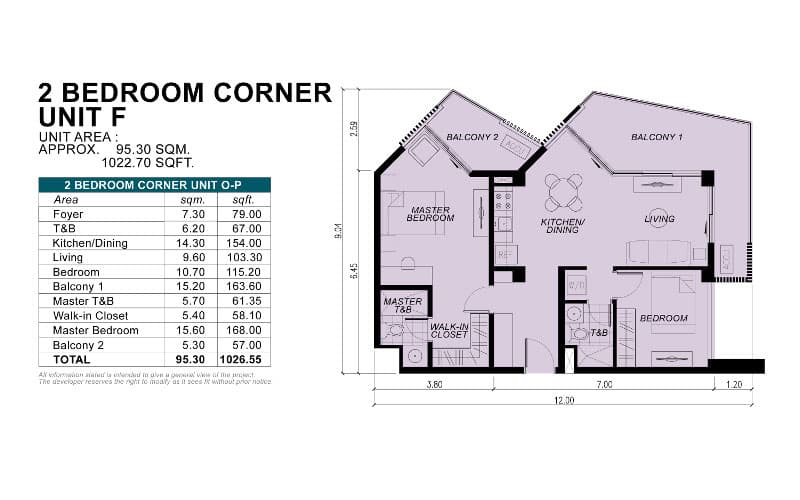 2BR Corner Floor Plan